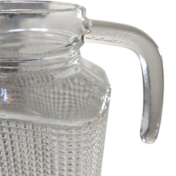 Vintage Circleware Frigo Glass Pitcher Textured Clear Retro Water Juice Carafe - Picture 4 of 9